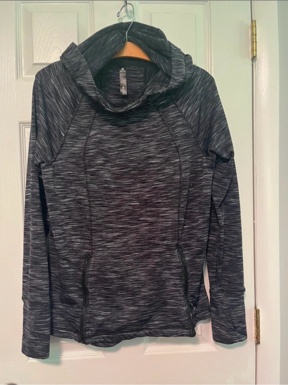 90 Degree By Reflex Black Space-Dye Cowl Neck Pullover